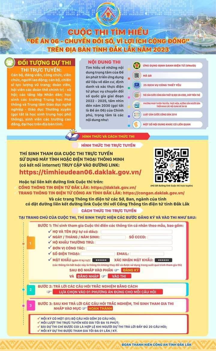 Tổ chức Cuộc thi tìm hiểu “Đề án 06 - Chuyển đổi số, vì lợi ích cộng đồng” trên địa bàn tỉnh Đắk Lắk năm 2023